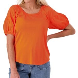 Candace Cameron Bure Puff Sleeve Scoop Neckline Dressy Blouse Poppy Size XS